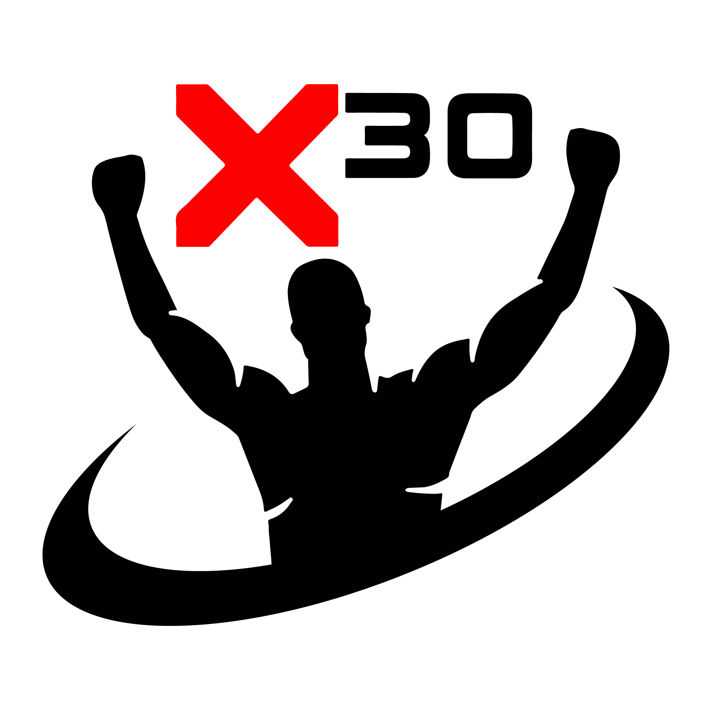 x30 Logo mit Person, welche ihre Arme in die Höhe streckt, Gewinner